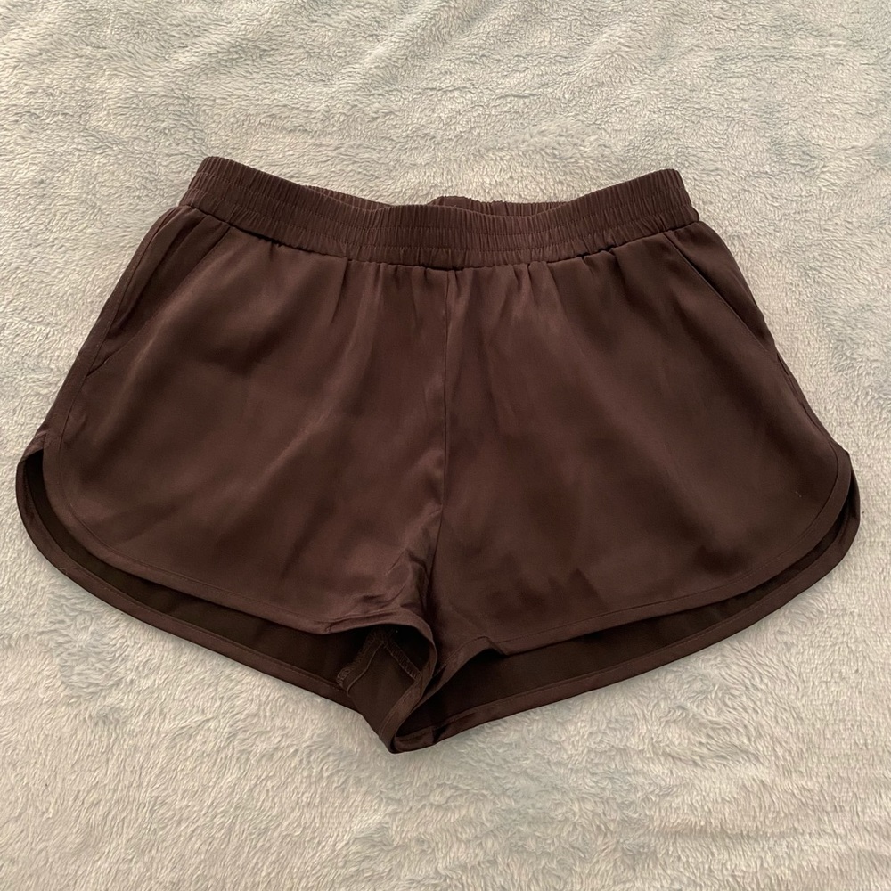 Silk black shorts.
